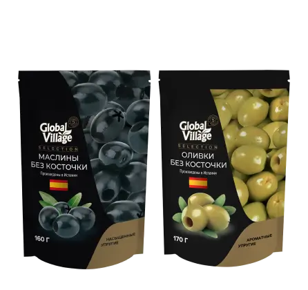 Маслины и оливки без косточки Global Village Selection*